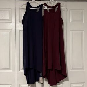 HALARA High Low Dress - Navy and Burgundy